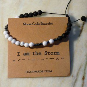 Morse Code Bracelet "I am the storm" adjustable